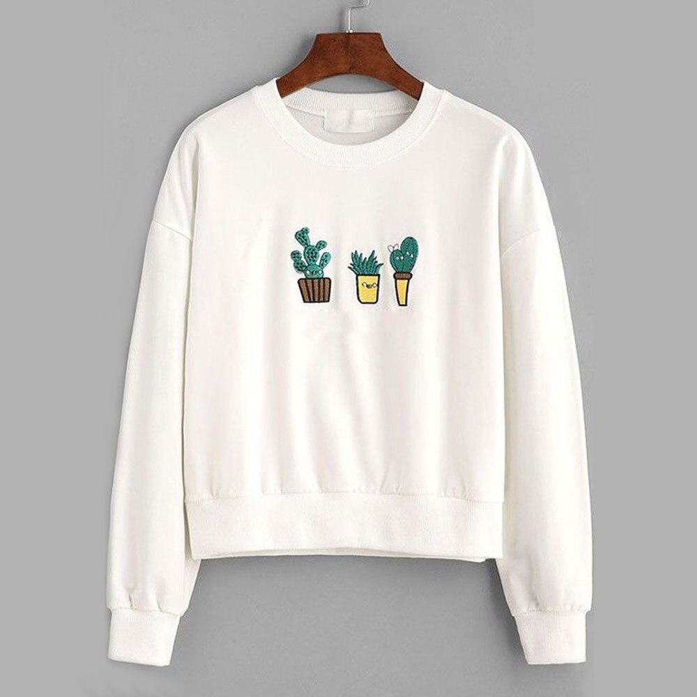 Feitong 2019 Autumn Women Cactus Printing Hoodies Sweatshirts Kpop Harajuku Casual Sweats Women Unicorn Kawaii Tops Plus Size
