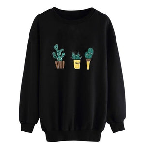 Feitong 2019 Autumn Women Cactus Printing Hoodies Sweatshirts Kpop Harajuku Casual Sweats Women Unicorn Kawaii Tops Plus Size