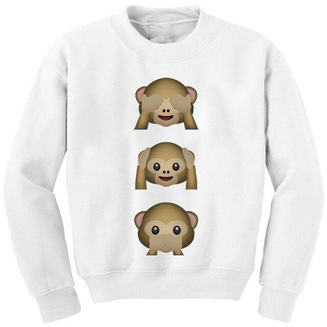 Kawaii Cute 3D Sweatshirt Women Monkeys Sweat Shirt Hoddies 3 Colors 2019 New Fashion Spring Casual Cartoon Tops