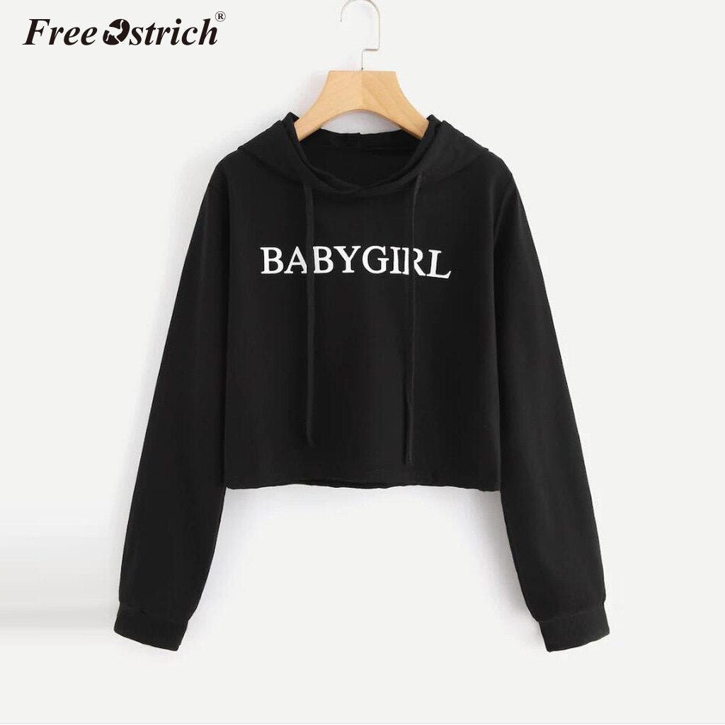 Free Ostrich 2019 New Letter Printing Hoodies Sweatshirts Harajuku Crew Neck Sweats Feminina Short Autumn Women's Clothing N30