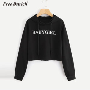 Free Ostrich 2019 New Letter Printing Hoodies Sweatshirts Harajuku Crew Neck Sweats Feminina Short Autumn Women's Clothing N30