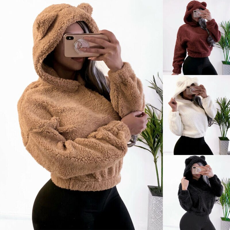 Women's Warm Fluffy Sweatshirt Hoodie Hooded 2019 Brand New Fashion Autumn Winter Women Sweatshirts Sweat Shirts Dropshipping