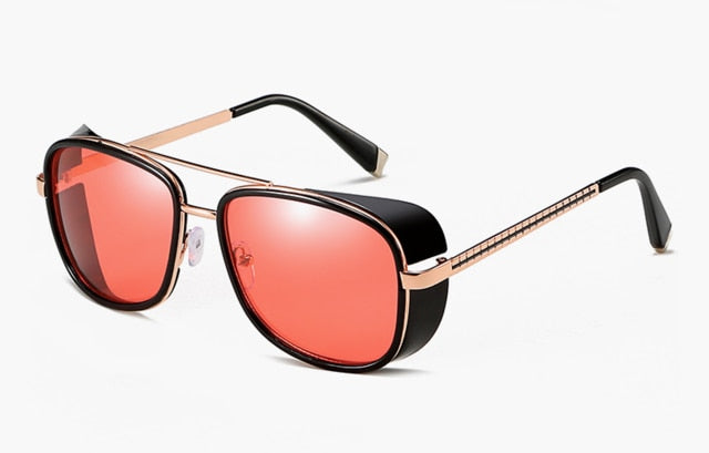 2019 Steampunk tony stark Iron Man 3 Sunglasses Men Mirrored Designer Brand Women Glasses Vintage Red lens Sun glasses UV400