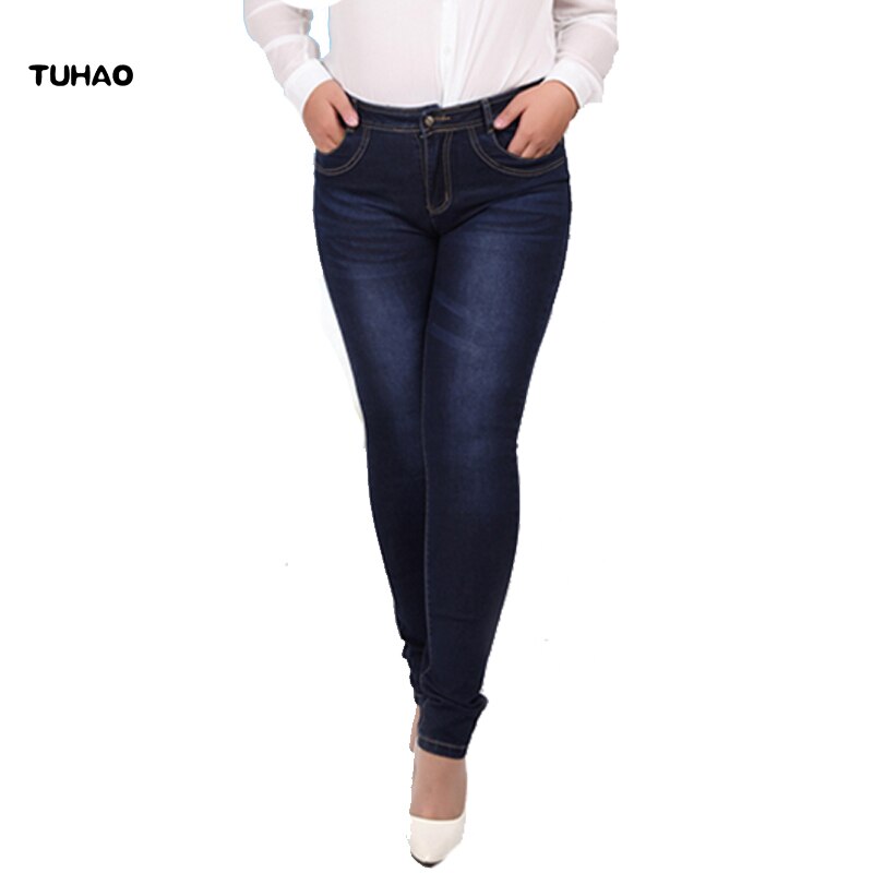 TUHAO Plus Size pencil pants 2017 autumn casual Woman Jeans Skinny Elastic Jeans Women Denim Pants High Waist Femme Jeans PT19
