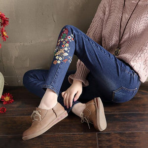 elastic boyfriend for women jeans woman 2018plus size push up skinny jeans slim stretch denim pants with embroidery femme ladies