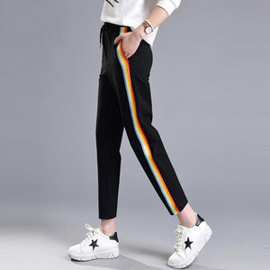 Sweatpants sportswear rainbow pants women 2019 autumn spring black harem pants harajuku plus size kpop trousers female casual