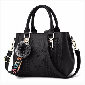 Embroidery Messenger Bags Women Leather Handbags Bags for Women 2019 Sac a Main Ladies hair ball Hand Bag