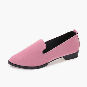 2019 Spring Women Slip On Loafers Solid Suede Casual Flats Fashion Shallow Shoes Female Frosted Pointed Plain Flat Shoes Ladies
