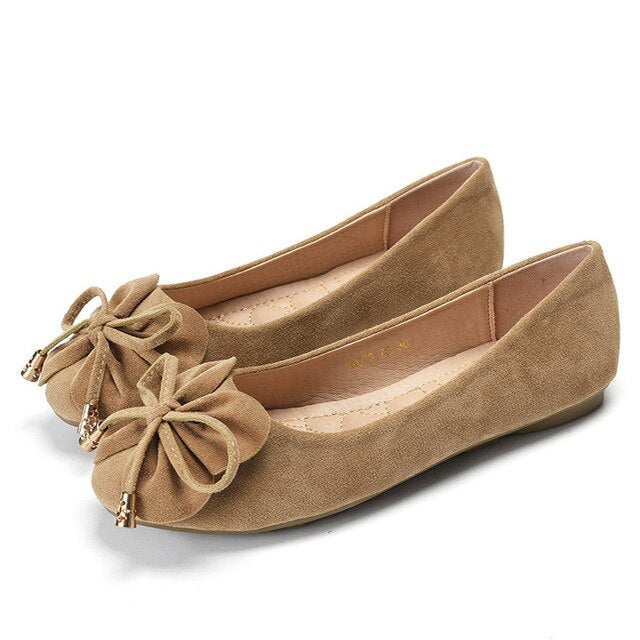 New 2019 Spring Shoes Women Flats Round toe Sweet Bowknot Plus Size Women's Flats Pink Purple ZH2528