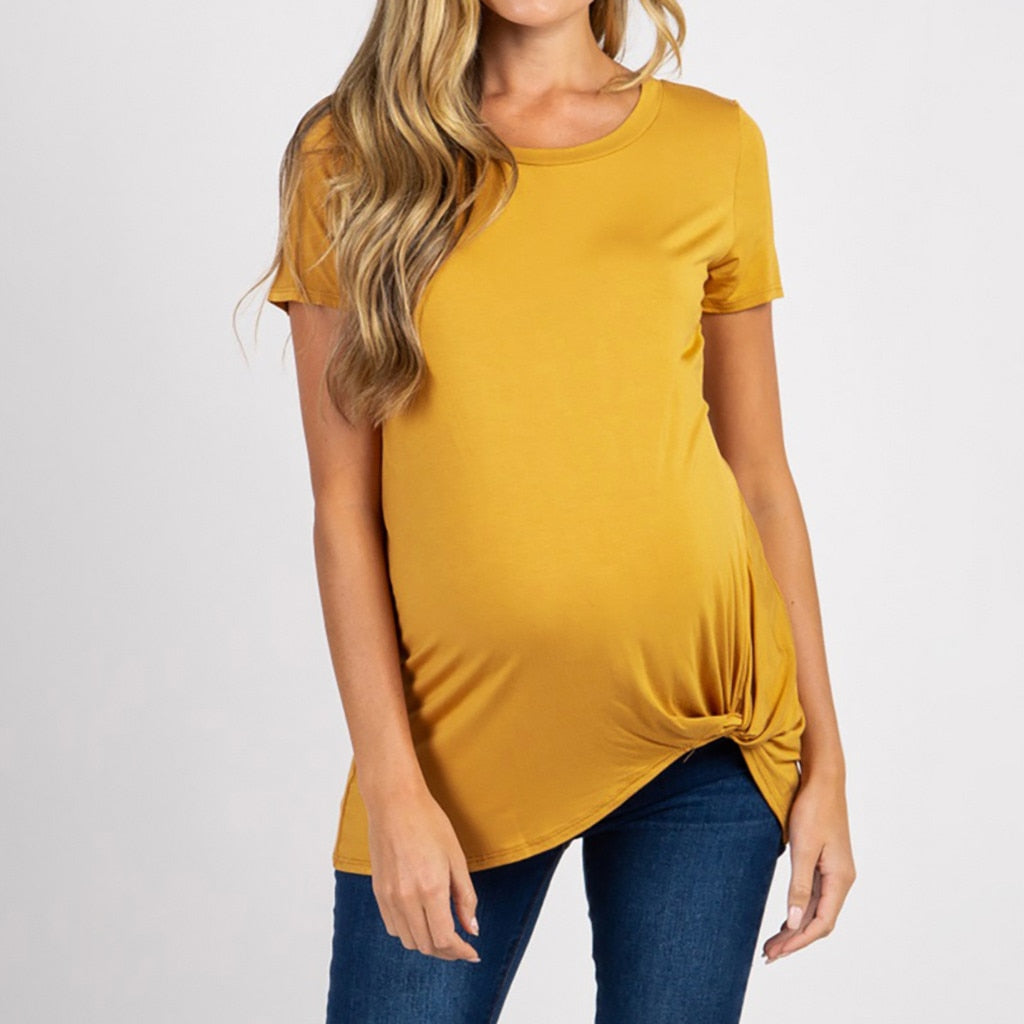 Summer 2019 Maternity Clothes Pregnant Clothes t shirt Women Maternity Pregnancy Short Sleeve Tie T-shirt  Maternity tops M08#3