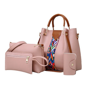 OCARDIAN Women Handbags 4Pcs Women Printing Retro Pattern Hand Bag Solid Color Shoulder Bag 2019 New Design Shoulder Bag 932917
