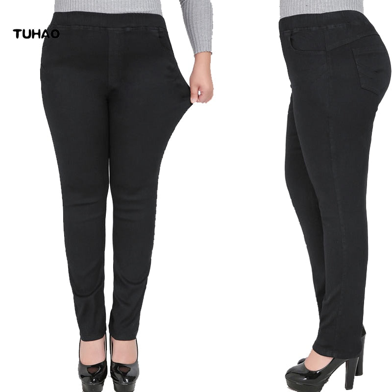 TUHAO Jeans Woman High Waist 9XL 8XL 7XL 6XL Plus Size Skinny Jeans Femme Stretch Women Elasticated Female Denim Trousers YHFS