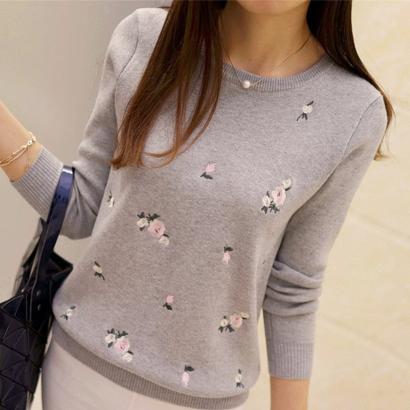 Lcybhe 2019 Autumn Sweater Women Embroidery Knitted Winter Women Sweater And Pullover Female Tricot Jersey Jumper Pull Femme