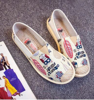 Mixed Colors Spring Summer Loafers Women Slip On Flat With Casual Canvas Shoes 2019 Designers Lazy Flats Shoes Woman Pregnant