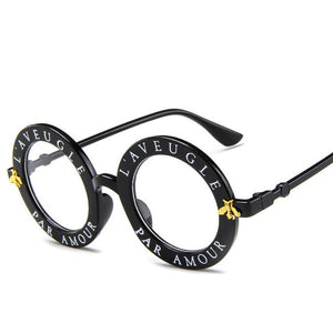 KOTTDO New Vintage Sunglasses Fashion Round Sunglasses Letters Bee Sun Glasses Gafas Oculos Feminino Sunglasses Women 2019