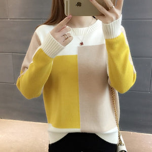 TIGENA Beautiful Contrast Color Knitted Sweater Female 2019 Winter Long Sleeve Jumper Women Sweaters And Pullovers Pull Femme