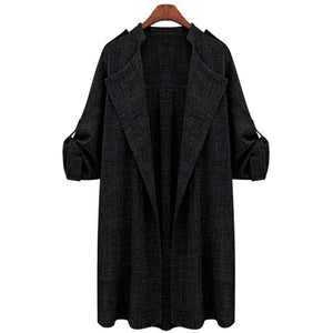 2019 Spring Korean Women Windbreaker Loose Long Sleeve Jacket Solid Long Coat Overcoat Elegant Office Ladies Large Size 3xl 5xl
