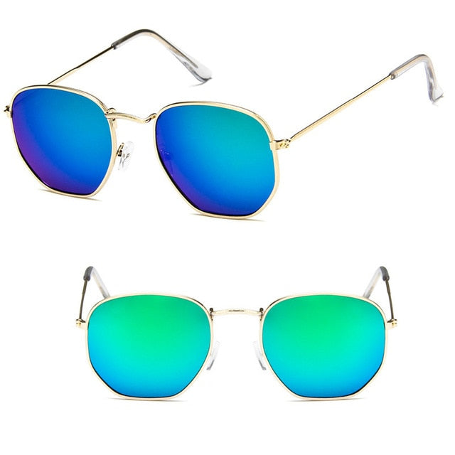 LeonLion 2019 Fashion Square Women Sunglasses Retro Hexagon Mirror Metal Sun Glasses Vintage Brand Lentes De Sol Mujer UV400