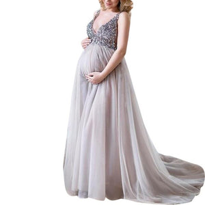 vetement femme 2019 Sexy Women Pregnant maternity clothes dress Sling V Neck photo shoot Long Maxi Prom Gown Dress clothing