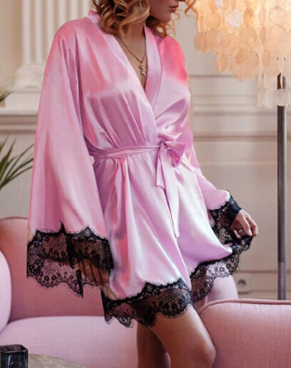 Women Sexy Lingerie Sleepwear Babydoll G-string Underwear Satin Silk Kimono Robe Dressing Gown Wedding Night Dress Bathrobe new