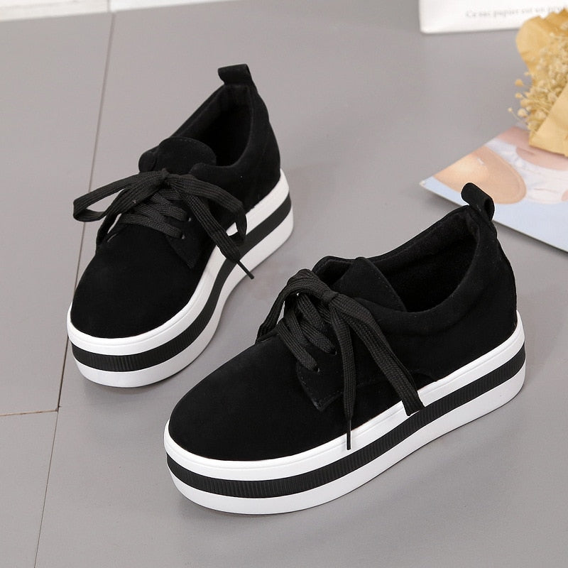 2019 New Spring Moccasin Womens Flats Fashion Creepers Shoes Bow Lady Flats Loafers Ladies Slip on Platform 5CM Shoes