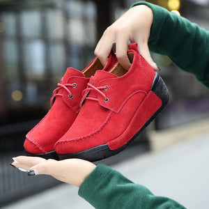 2019 Spring women oxford shoes flats shoes women leather suede Platform Autumn casual boat shoes flats Wedges ladies footwear