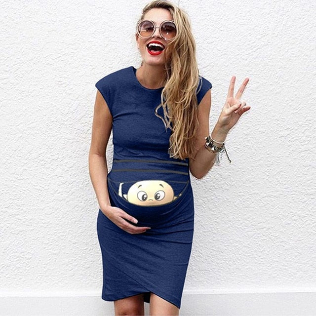 New 2019 Baby Print Pregnant Maternity Dress Maternity Props Bodycon Casual Mini pregnant dress clothes for pregnant women