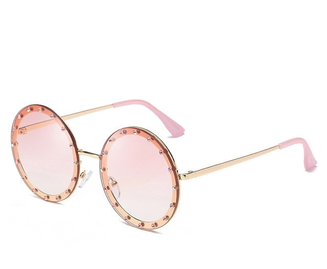 Luxury Round Crystal Decorative Sunglasses Women New 2019 Brand Designer Rhinestone Sun Glasses for Female High Quality Oculos