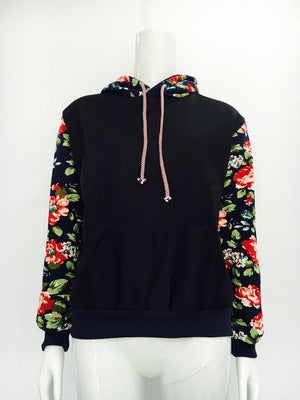 Patchwork flower sleeve Hoodies Sweatshirts 2019 Women Casual Kawaii Harajuku Sweat Punk Clothing European Tops Korean