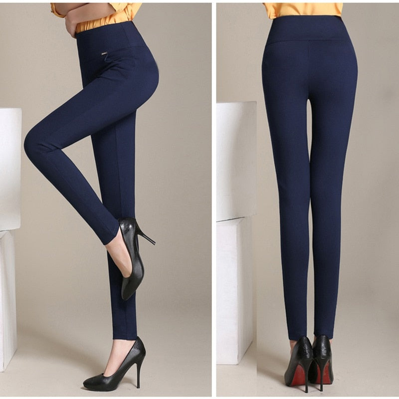 ROPALIA Women's casual work Pencil Pants 2018 New Elegant cute trousers women elastic slim office leggings pants