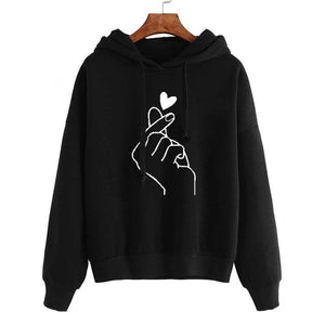 YELITE Hoodies Women 2019 Love Heart Print Womens Long Sleeve Hoody Jumper Pullover Top Sweat Coat Women's Sweatshirt Plus Size