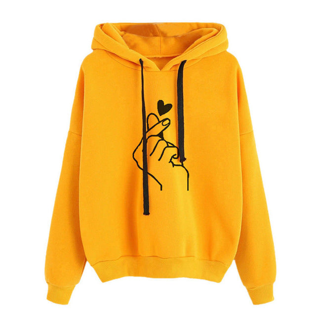 YELITE Hoodies Women 2019 Love Heart Print Womens Long Sleeve Hoody Jumper Pullover Top Sweat Coat Women's Sweatshirt Plus Size