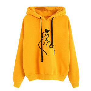 YELITE Hoodies Women 2019 Love Heart Print Womens Long Sleeve Hoody Jumper Pullover Top Sweat Coat Women's Sweatshirt Plus Size