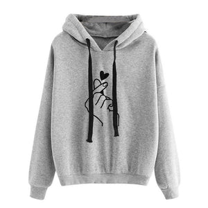 YELITE Hoodies Women 2019 Love Heart Print Womens Long Sleeve Hoody Jumper Pullover Top Sweat Coat Women's Sweatshirt Plus Size