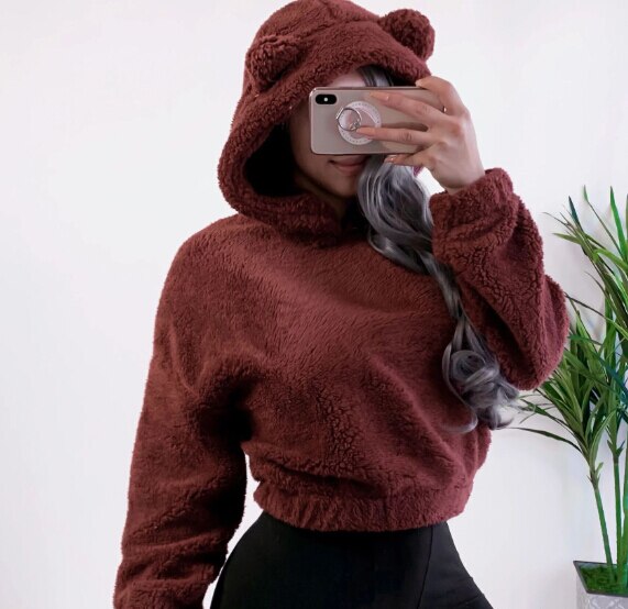 Women's Warm Fluffy Sweatshirt Hoodie Hooded 2019 Brand New Fashion Autumn Winter Women Sweatshirts Sweat Shirts Dropshipping