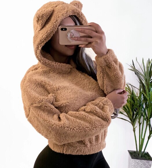 Women's Warm Fluffy Sweatshirt Hoodie Hooded 2019 Brand New Fashion Autumn Winter Women Sweatshirts Sweat Shirts Dropshipping