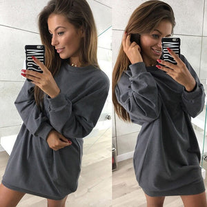 Rogi Sweat Femme Manche Longue 2019 Autumn Casual Hoodies Dress For Women Loose Jumper Sweatshirt Female Pullover Mini Vestidos