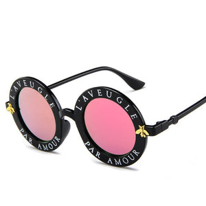 KOTTDO New Vintage Sunglasses Fashion Round Sunglasses Letters Bee Sun Glasses Gafas Oculos Feminino Sunglasses Women 2019